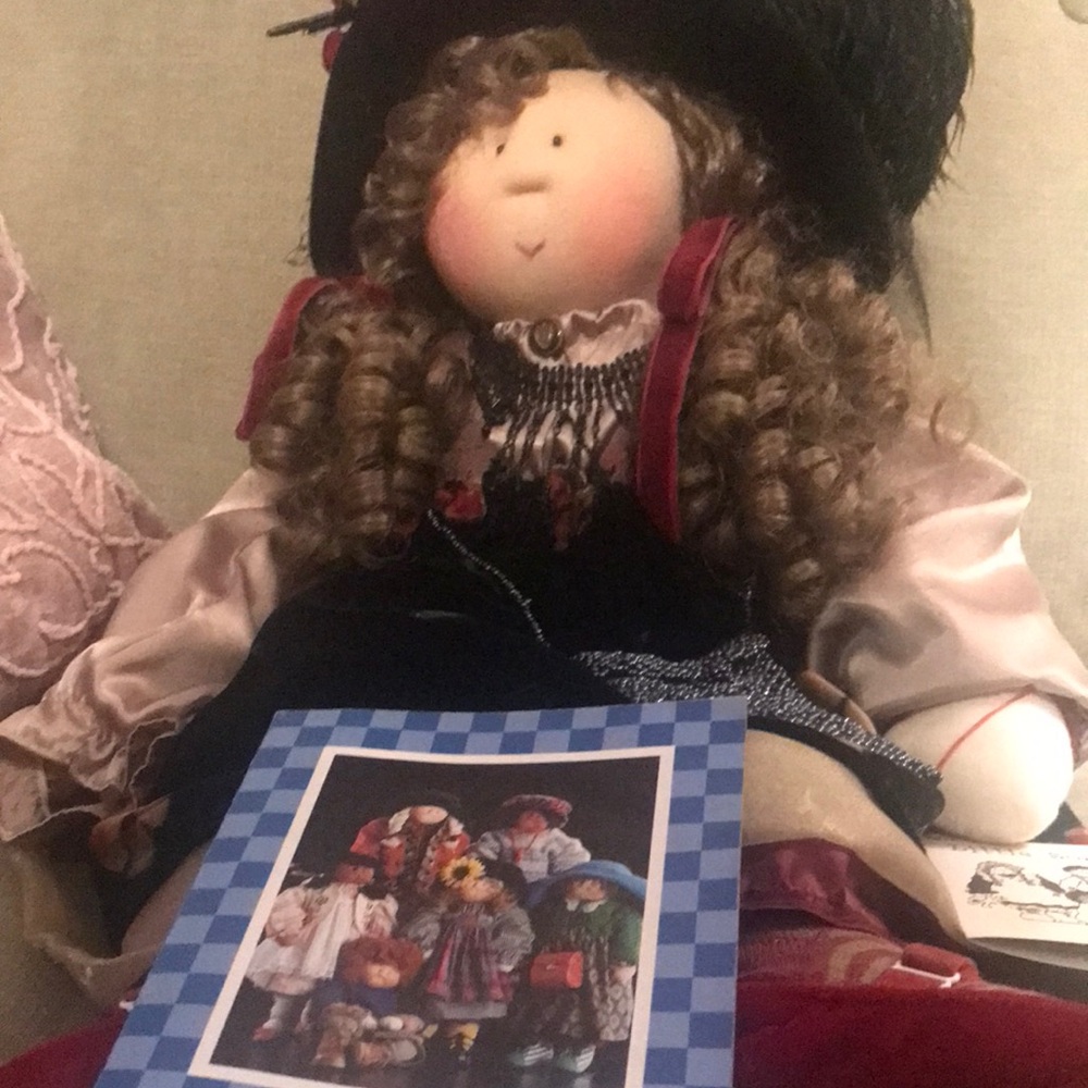 LittleSouls, Handcrafted Decorative Rag Doll in Black and Cream